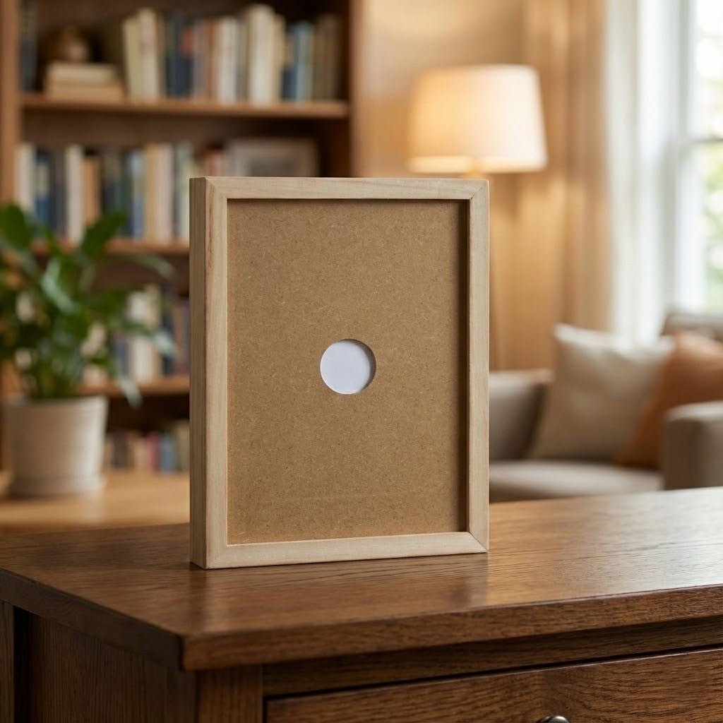 SKETCHBOX – Display frame in wood look with built-in storage space