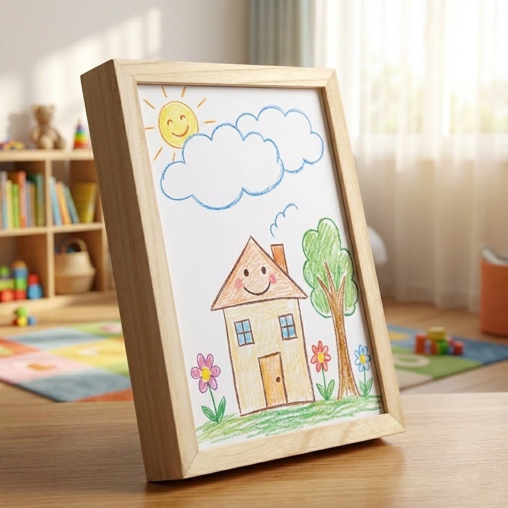 SKETCHBOX – Display frame in wood look with built-in storage space