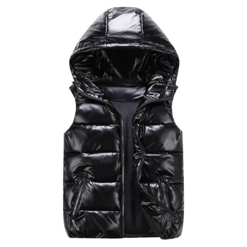 Sleeveless Hooded Jacket with Zipper