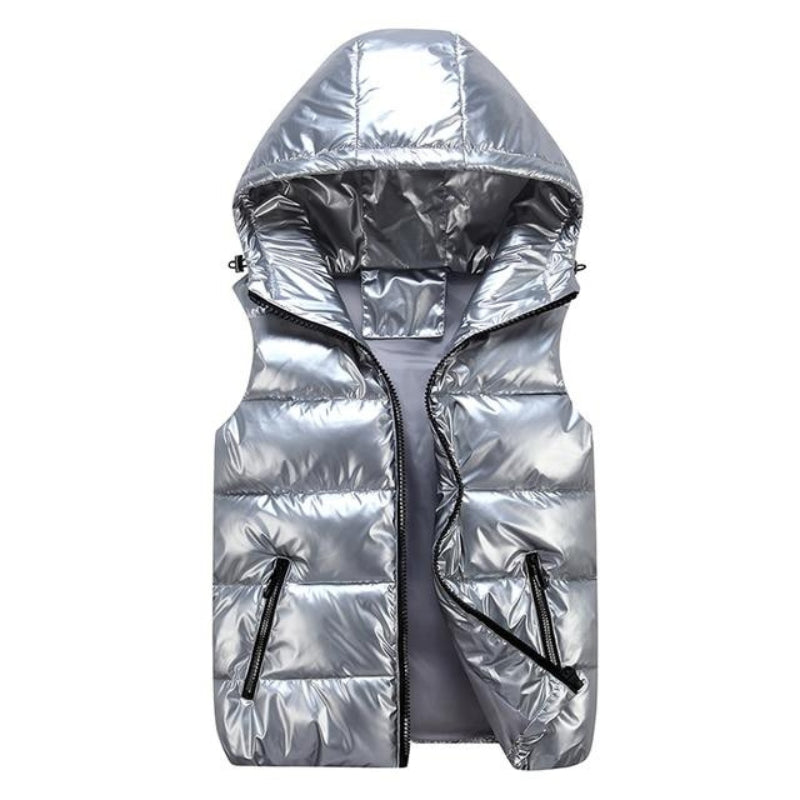 Sleeveless Hooded Jacket with Zipper
