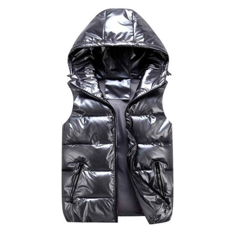 Sleeveless Hooded Jacket with Zipper