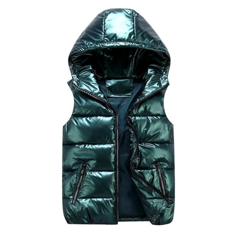 Sleeveless Hooded Jacket with Zipper