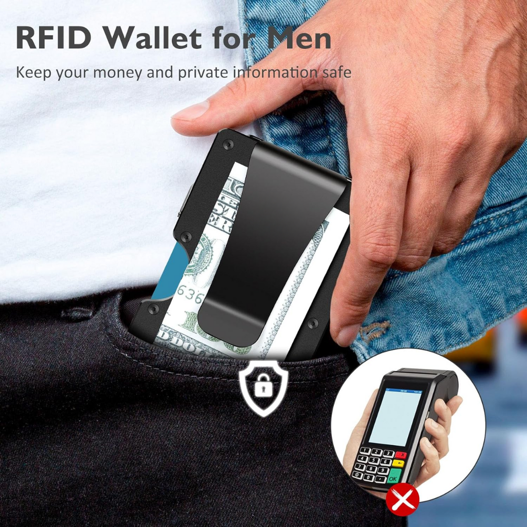 Slim RFID-Blocking Wallet made of Carbon Fiber with Money Clip - CarbonVault
