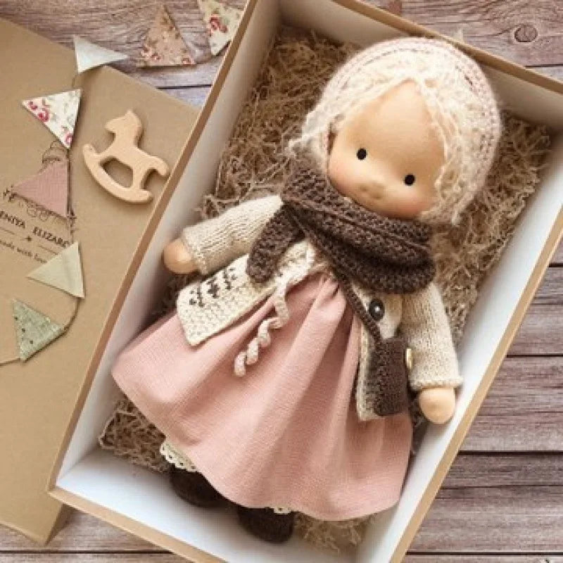 Soft Waldorf Doll Made of Fabric in a Charming Decorative Box