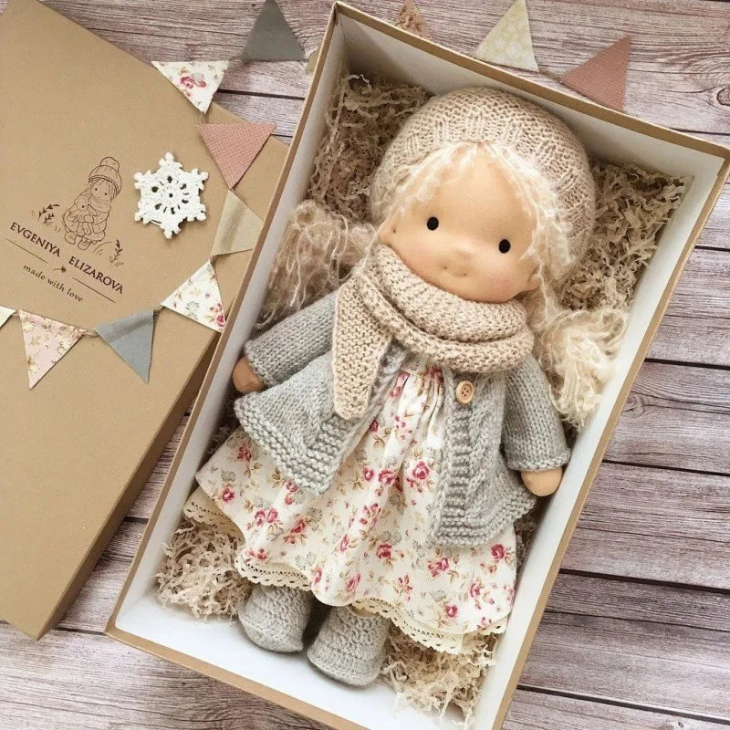 Soft Waldorf Doll Made of Fabric in a Charming Decorative Box