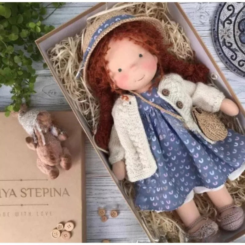 Soft Waldorf Doll Made of Fabric in a Charming Decorative Box