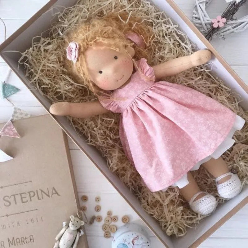 Soft Waldorf Doll Made of Fabric in a Charming Decorative Box