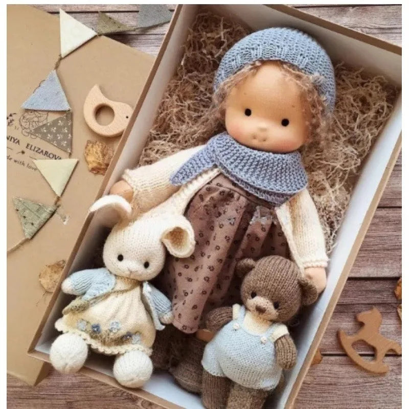 Soft Waldorf Doll Made of Fabric in a Charming Decorative Box