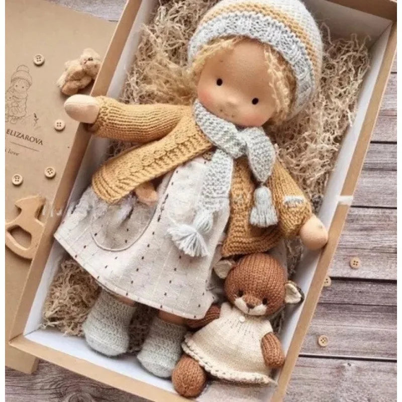 Soft Waldorf Doll Made of Fabric in a Charming Decorative Box