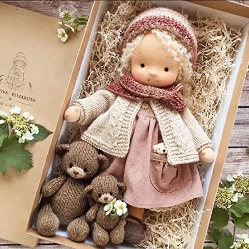 Soft Waldorf Doll Made of Fabric in a Charming Decorative Box