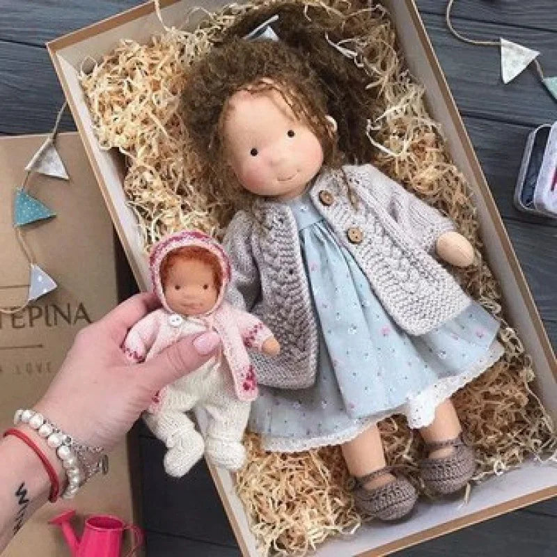 Soft Waldorf Doll Made of Fabric in a Charming Decorative Box