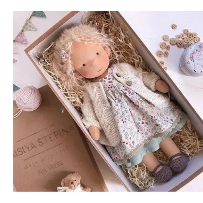 Soft Waldorf Doll Made of Fabric in a Charming Decorative Box