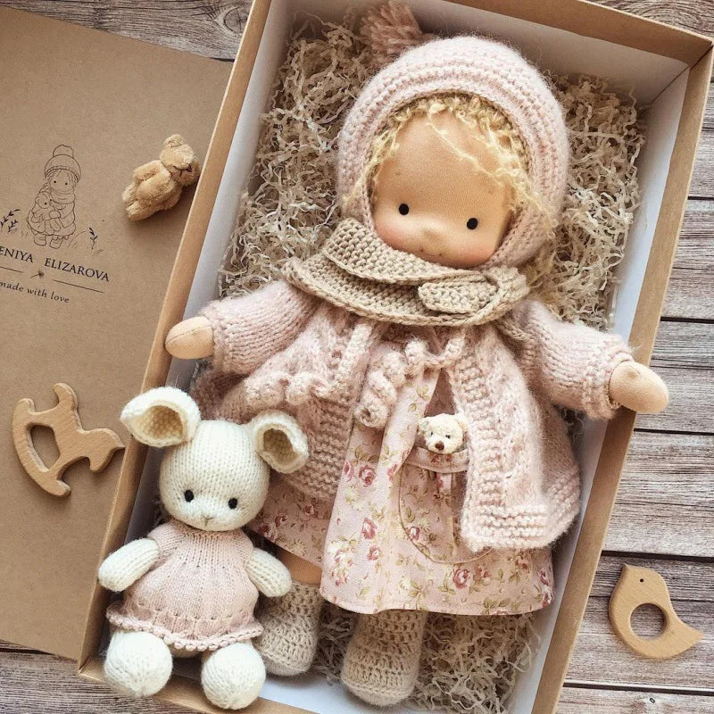Soft Waldorf Doll Made of Fabric in a Charming Decorative Box