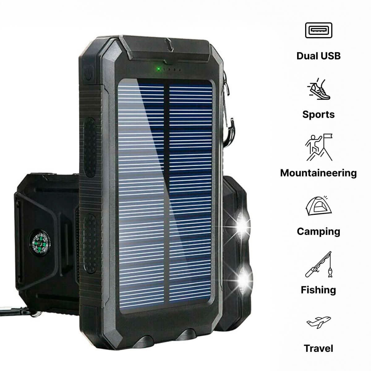 SOLARFORCE Power Bank – Waterproof Solar Power Bank with 20000mAh for Outdoor Adventures