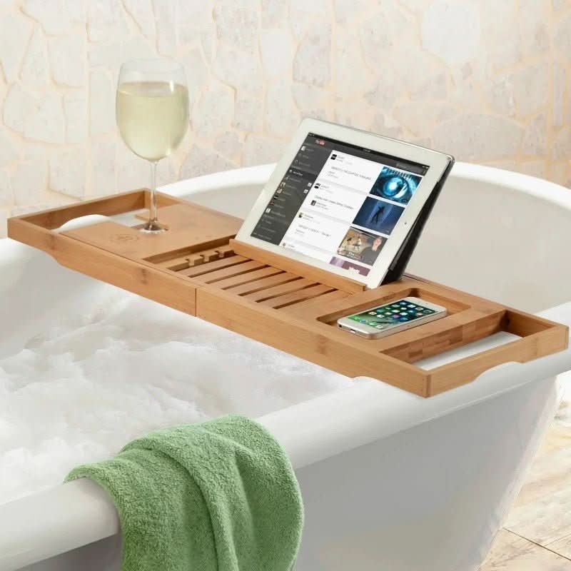 SOLAVERA – Luxurious Extendable Bamboo Bathtub Tray