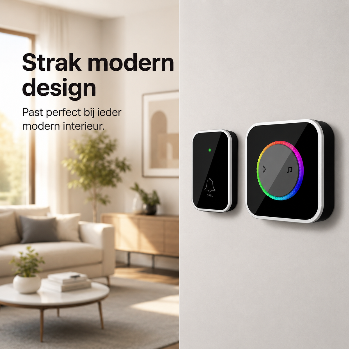 Sonnette sans fil avec éclairage LED 7 couleurs