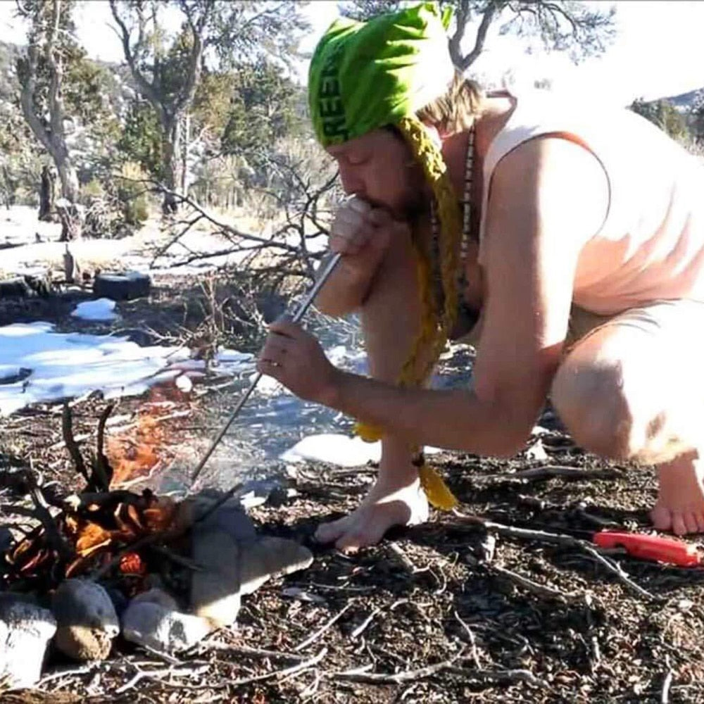 Soufflet de feu télescopique en acier inoxydable pour camping