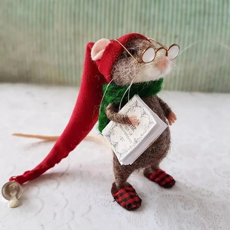 Souris feutrée à l'aiguille, faite à la main