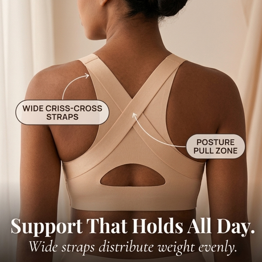 Soutien-gorge de maintien de la posture sans armatures à fermeture avant
