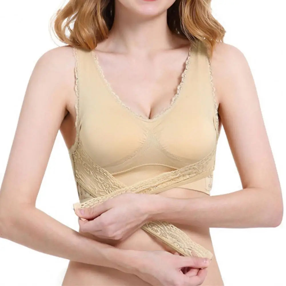 Soutien-gorge sans armatures pour femme avec boucles croisées sur l'avant