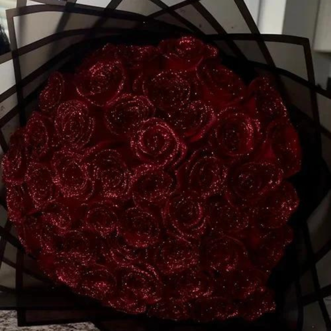Sparkling Roses Under Glass Dome with Soft LED Light