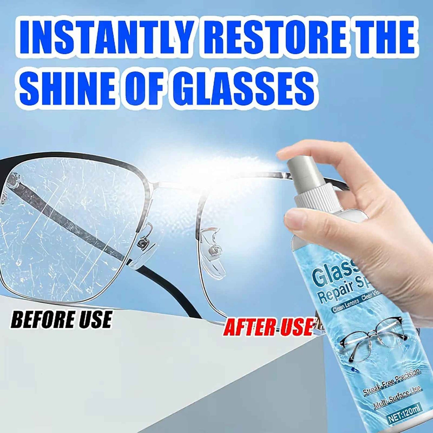 Spray nettoyant pour verres - spray d'entretien professionnel multi-surfaces pour verres et objectifs