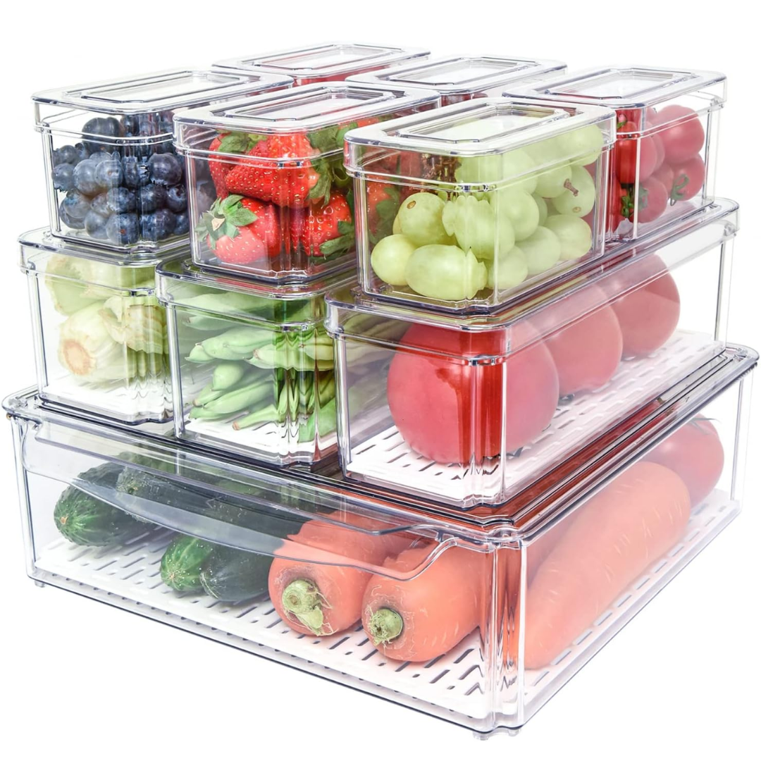 Stackable Fridge Organizer Set of 10 - FridgeMaster