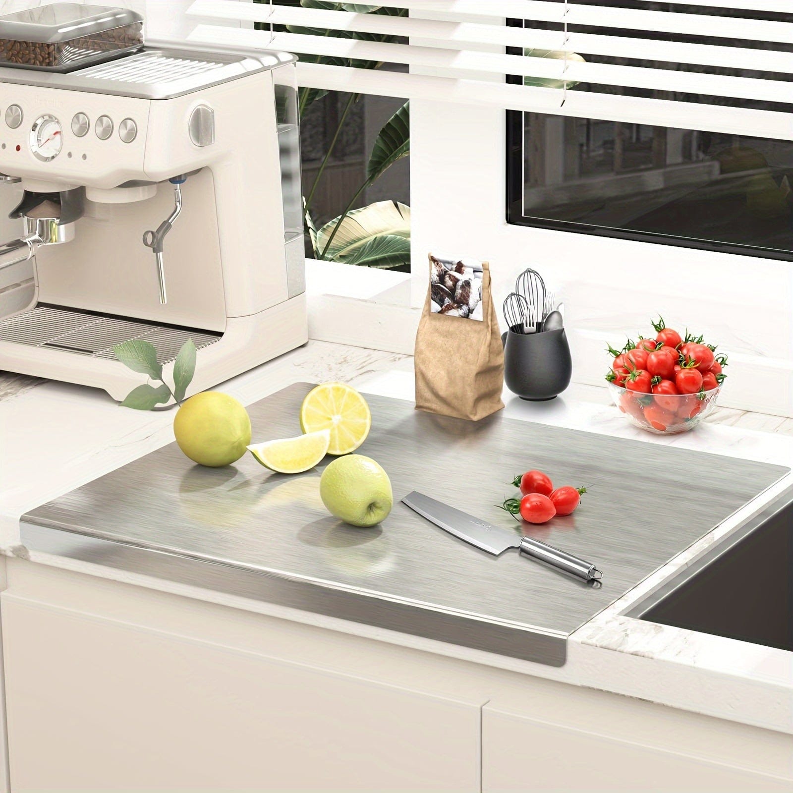 Stainless Steel Cutting Board - Non-Slip with Protective Edge