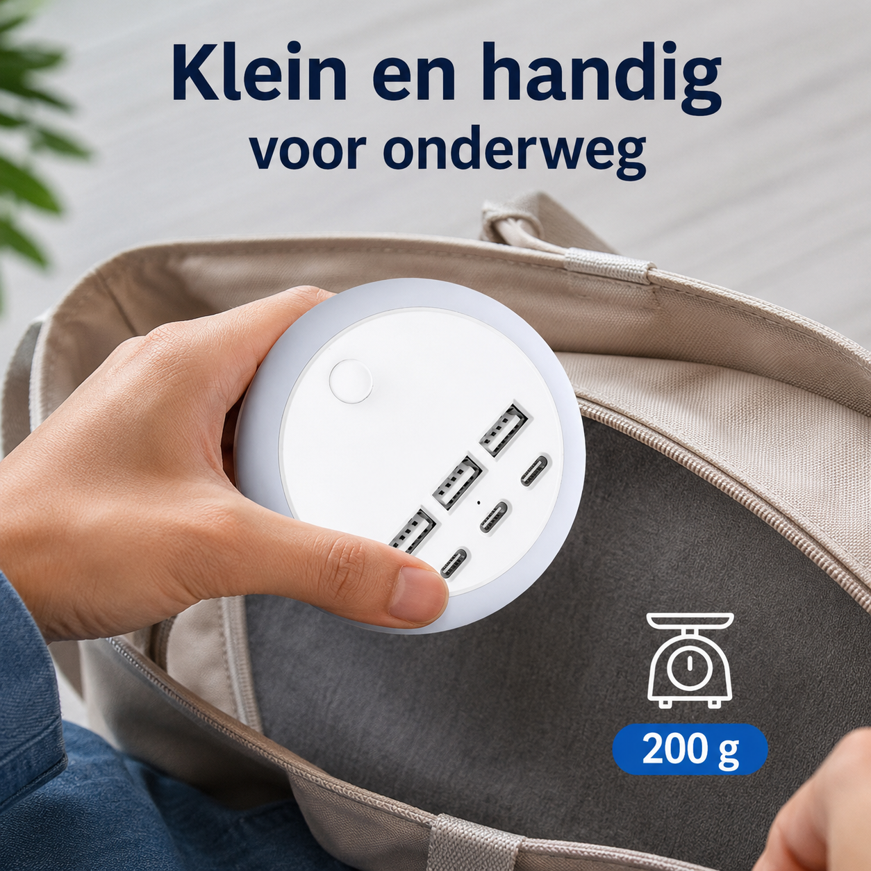 Station de charge USB 7-en-1 avec câble rétractable et éclairage d'ambiance 8 couleurs
