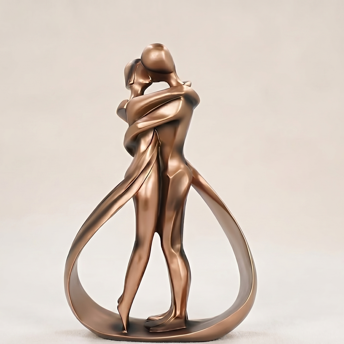 Statue de couple romantique - Sculpture d'intérieur en résine effet bronze