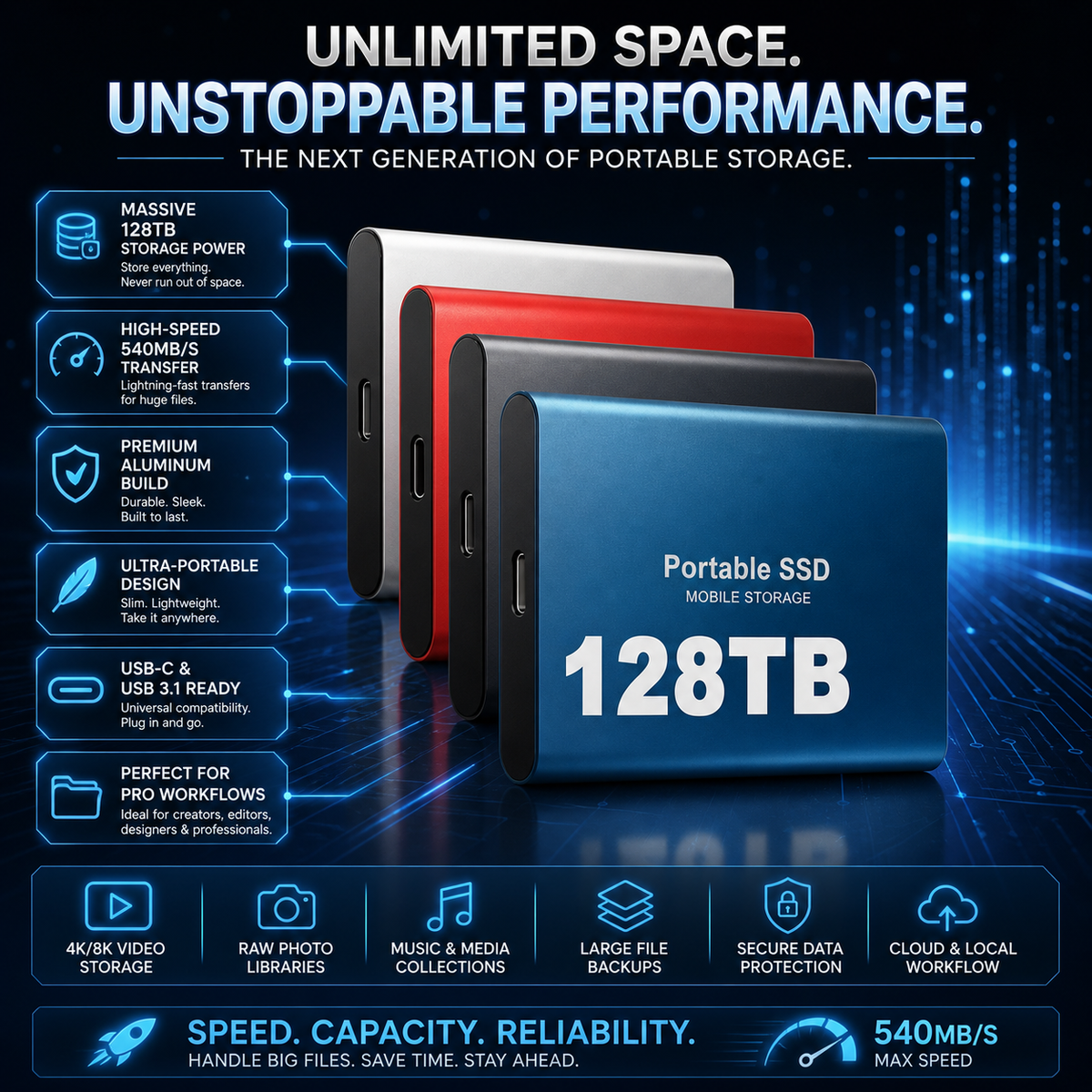 Stockage SSD externe USB portable