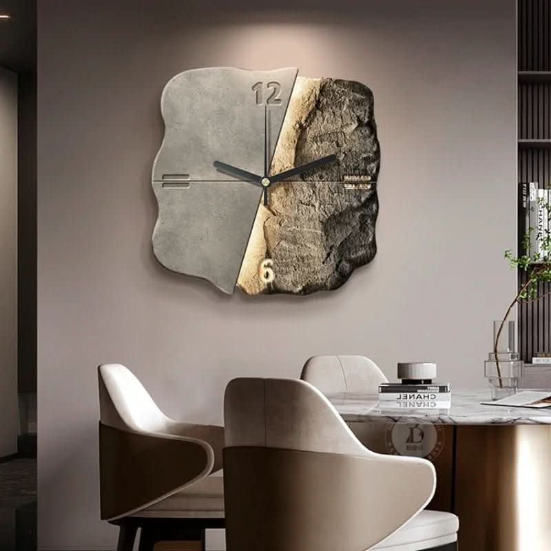 STONEAURA – Modern Sandstone Wall Clock with 3D Relief & Silent Quartz Technology