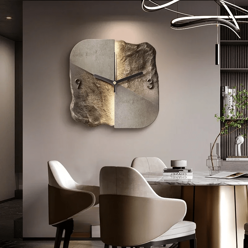STONEAURA – Modern Sandstone Wall Clock with 3D Relief & Silent Quartz Technology