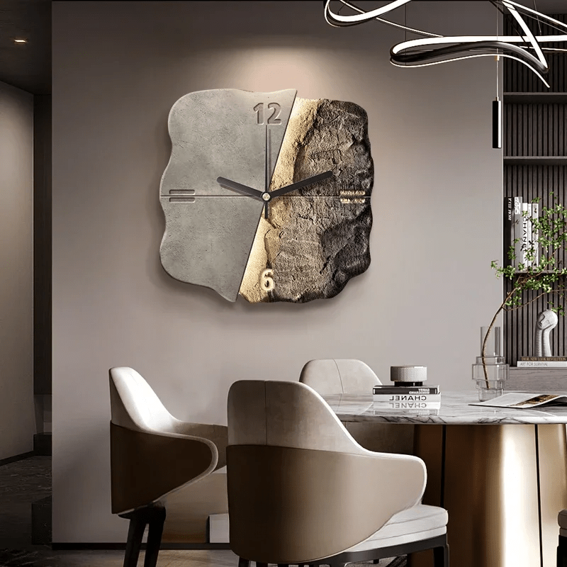 STONEAURA – Modern Sandstone Wall Clock with 3D Relief & Silent Quartz Technology