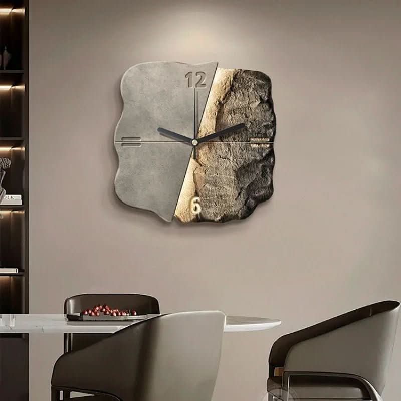 STONEAURA – Modern Sandstone Wall Clock with 3D Relief & Silent Quartz Technology