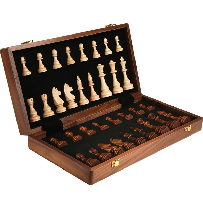STRATEGIQON – Premium chess set made of wood with classic, foldable walnut wood board