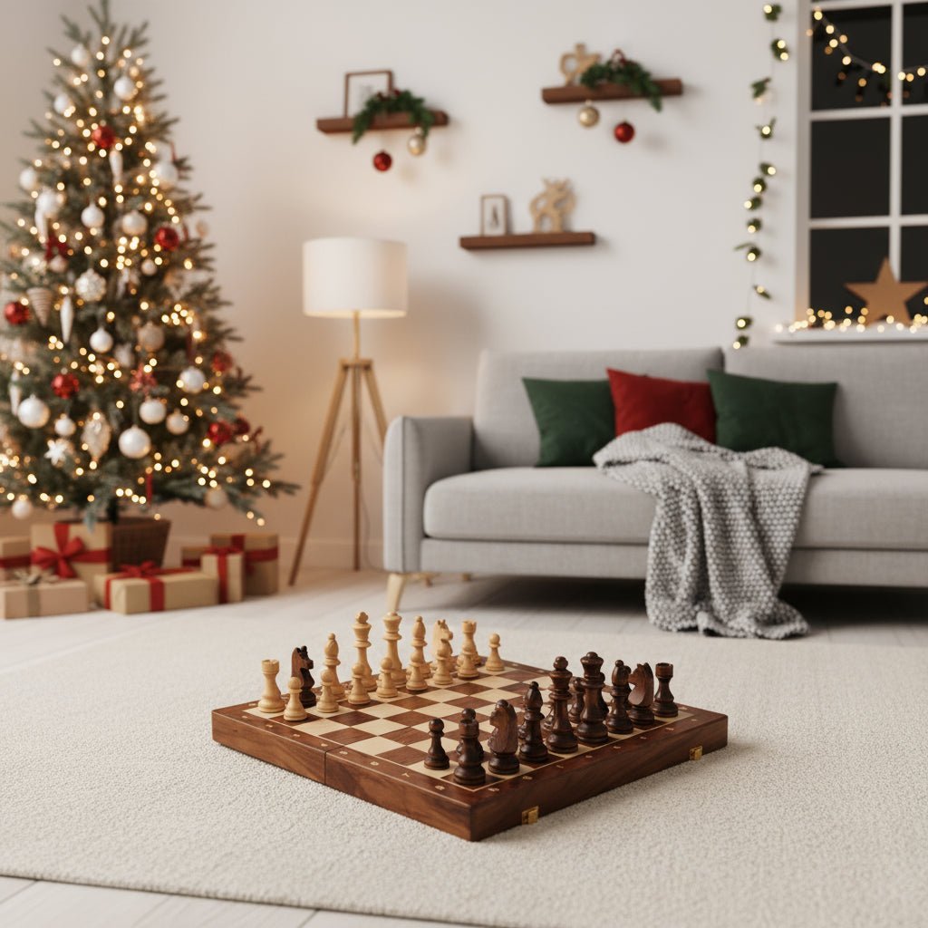 STRATEGIQON – Premium chess set made of wood with classic, foldable walnut wood board