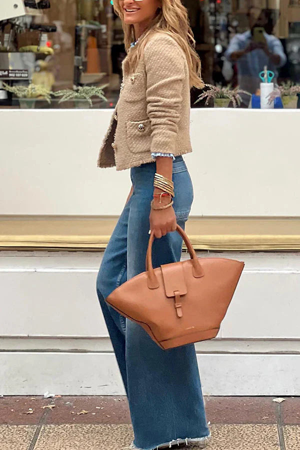 Structured Short Women's Jacket with Fancy Buttons