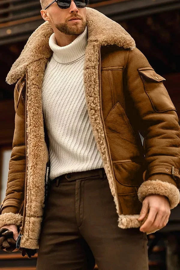 Stylish Camel Leather Jacket for Men - Winter Special