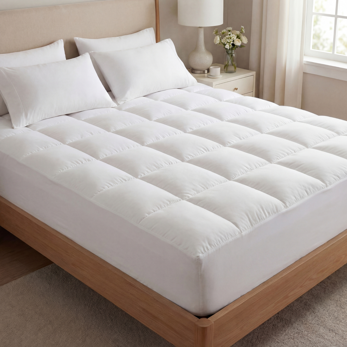 Surmatelas moelleux 1000 g/m² - couche de confort respirante et rafraîchissante