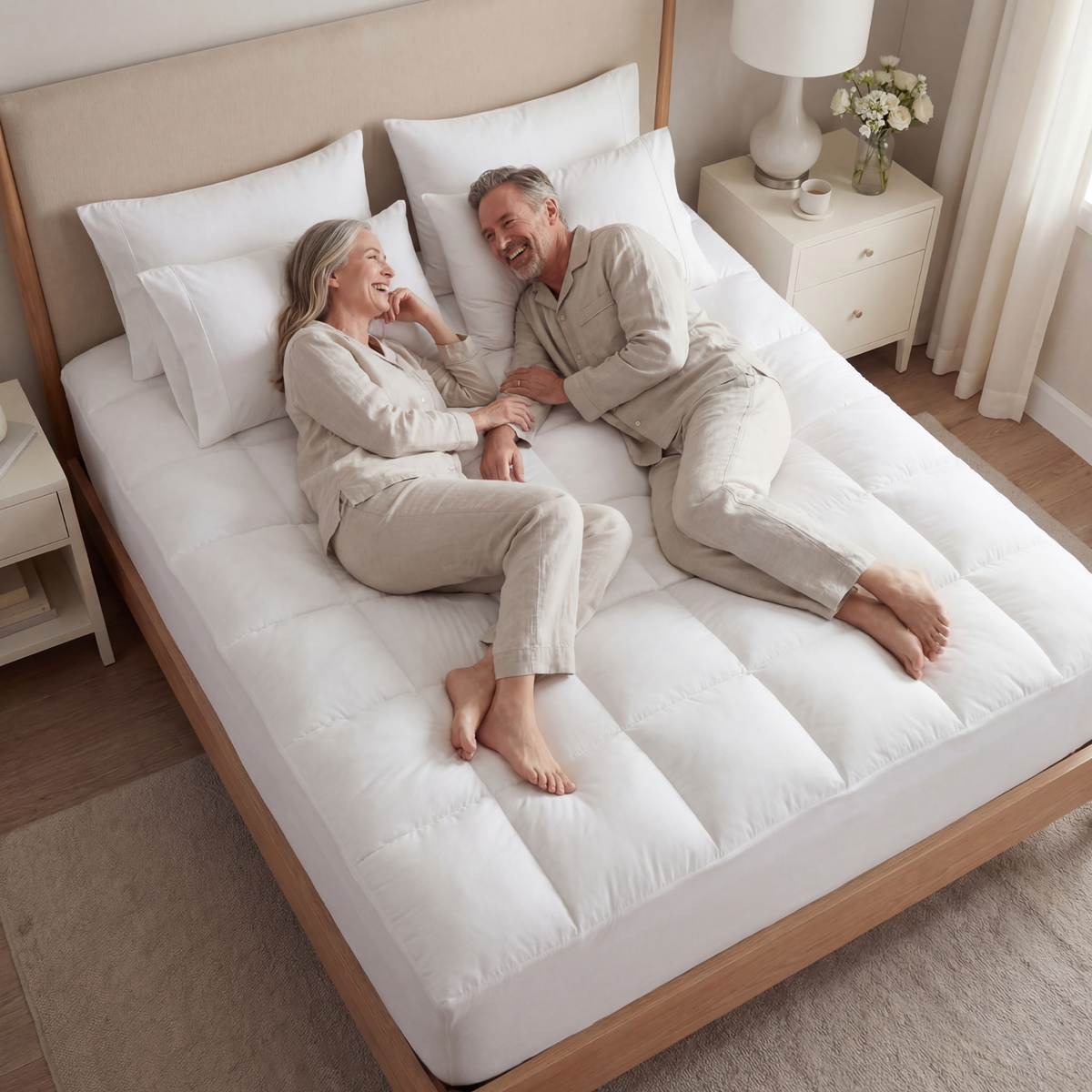 Surmatelas moelleux 1000 g/m² - couche de confort respirante et rafraîchissante