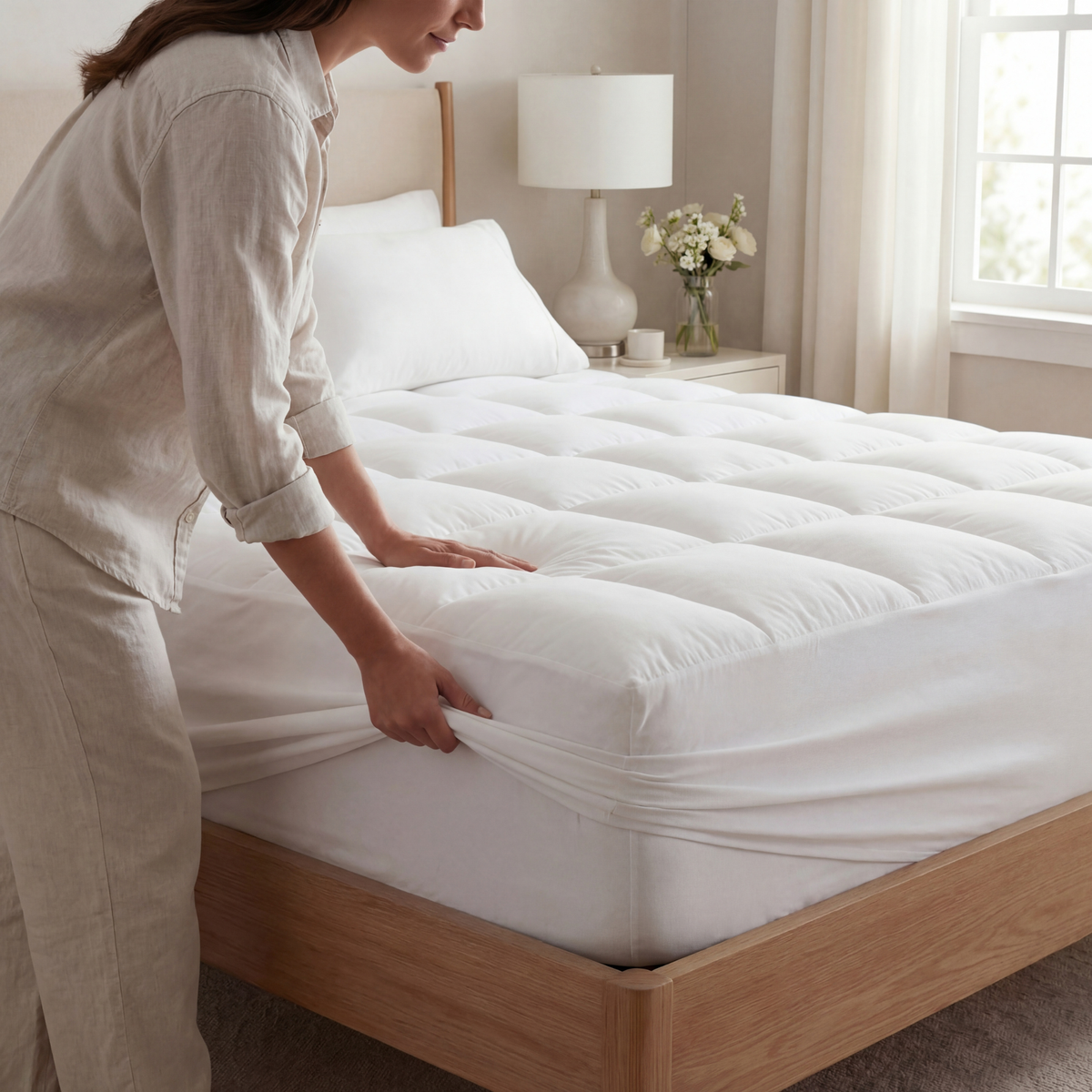 Surmatelas moelleux 1000 g/m² - couche de confort respirante et rafraîchissante