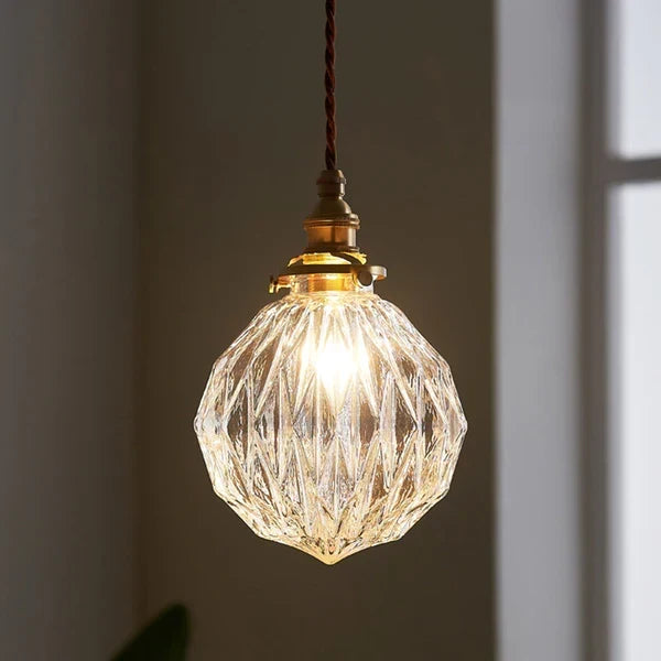Suspension industrielle avec abat-jour en verre transparent