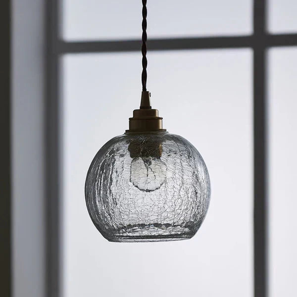 Suspension industrielle avec abat-jour en verre transparent
