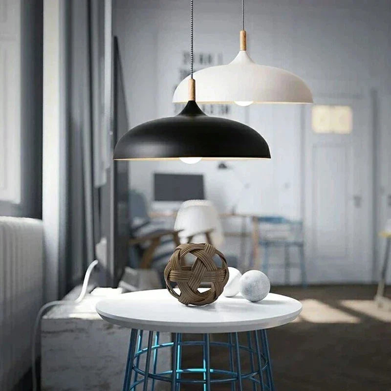 Suspension LED en chêne design scandinave