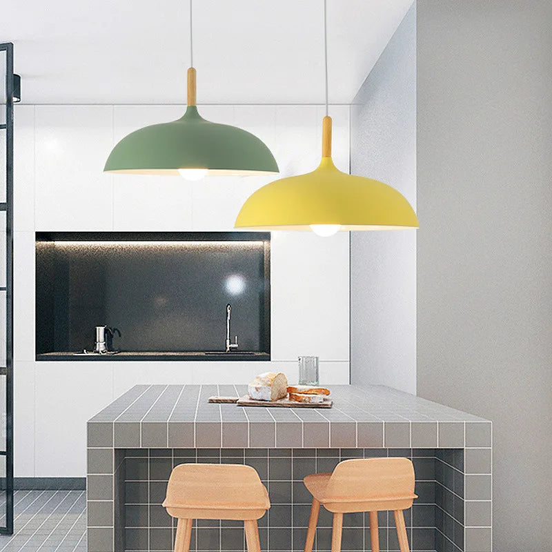 Suspension LED en chêne design scandinave