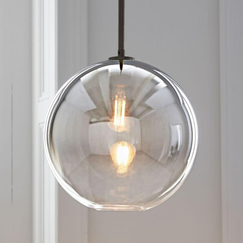 Suspension luminaire boule en verre design moderne laiton