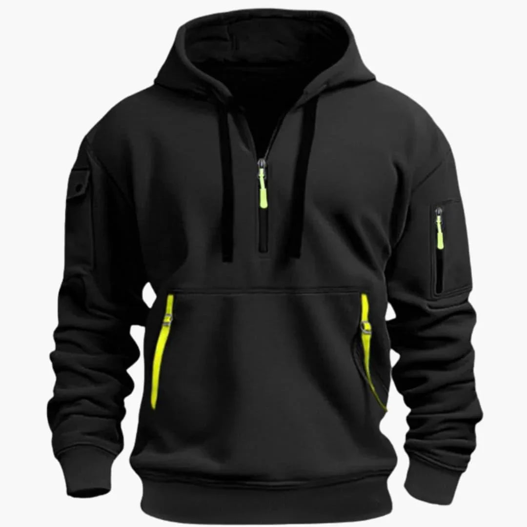 Sweat à capuche ajustable et poches zippées