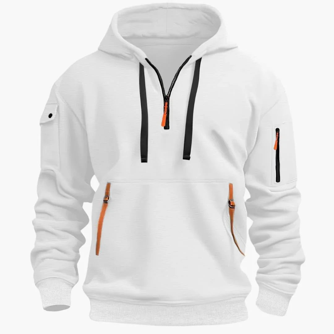 Sweat à capuche ajustable et poches zippées
