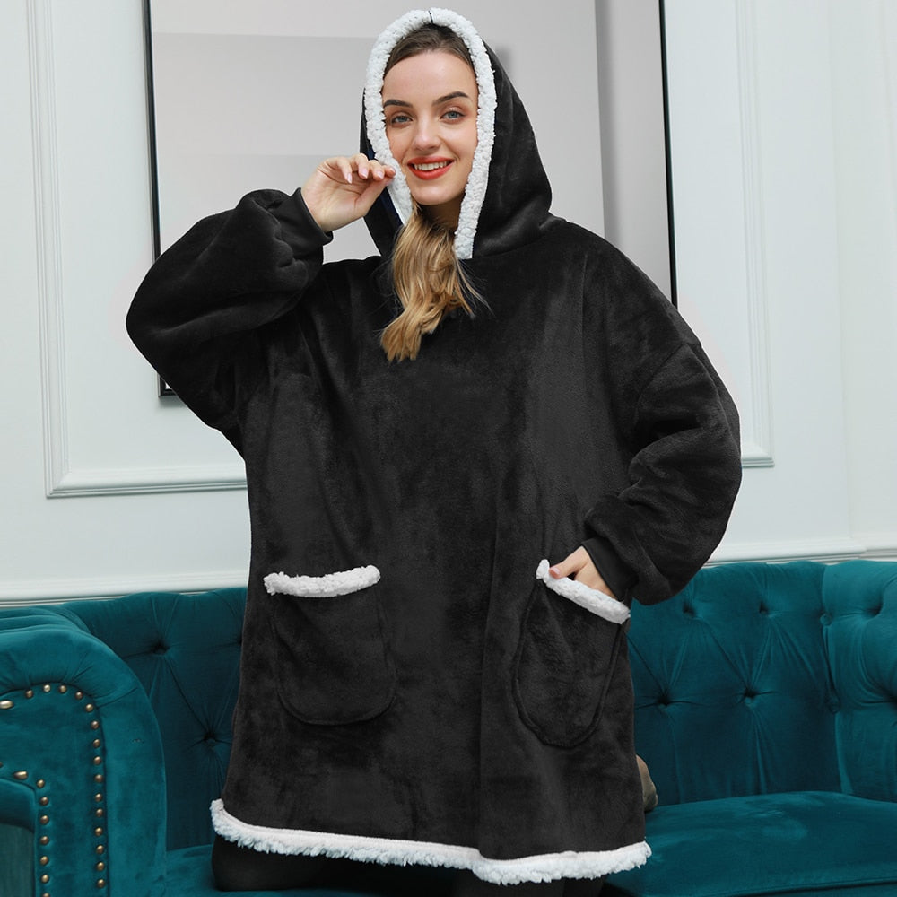 Sweat à capuche et couverture | combinaison d'un sweat à capuche doux et d'une couverture confortable en un